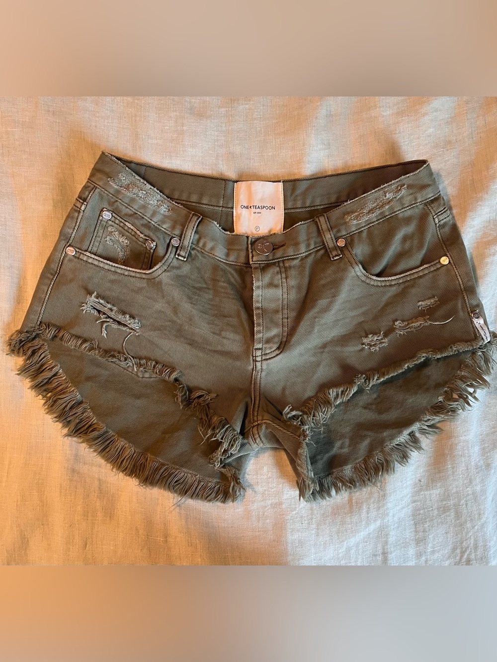 One Teaspoon Low Waist Bonitas Super Khaki Olive 27 NWOT